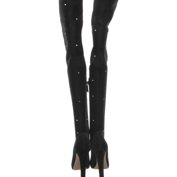 CHARLOTTE OLYMPIA Velvet Crystal Embellishments Boots Women's Size: 5 | IT 35 - Picture 4 of 7